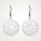 Aretes Medallón de estrella plateados