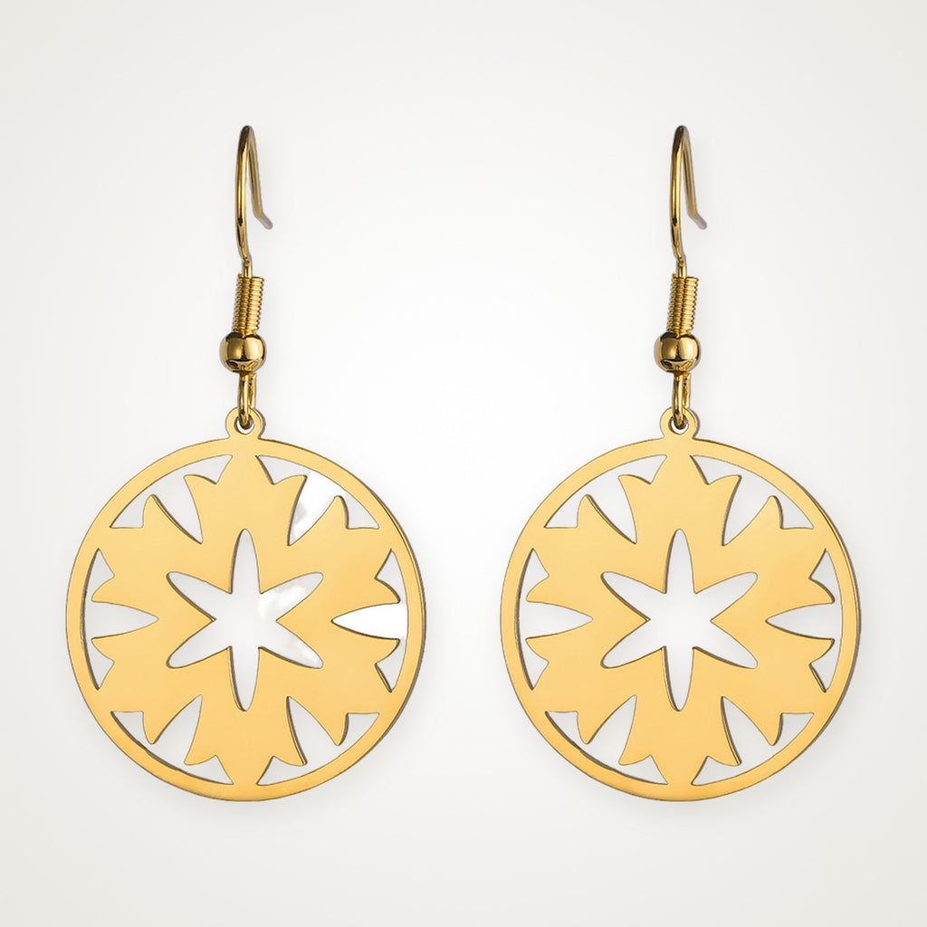 Aretes Medallón de estrella dorados