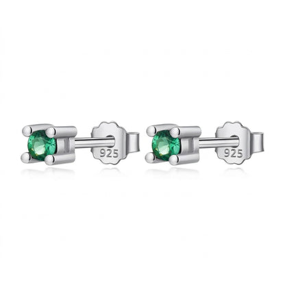 Aretes Mini Cuadrados con Zirconia Verde