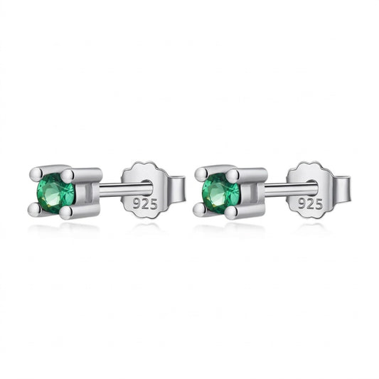 Aretes Mini Cuadrados con Zirconia Verde