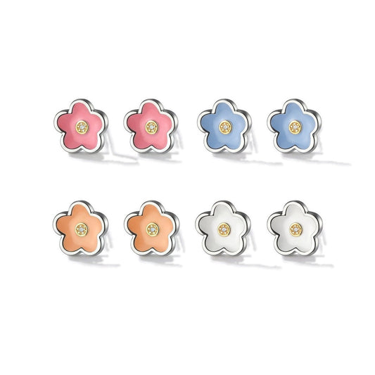 Aretes Mini Flor Esmaltada