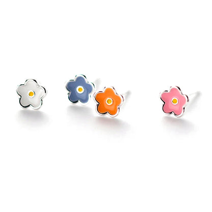 Aretes Mini Flor Esmaltada