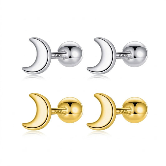 Aretes Mini Luna con Cierre de Rosca