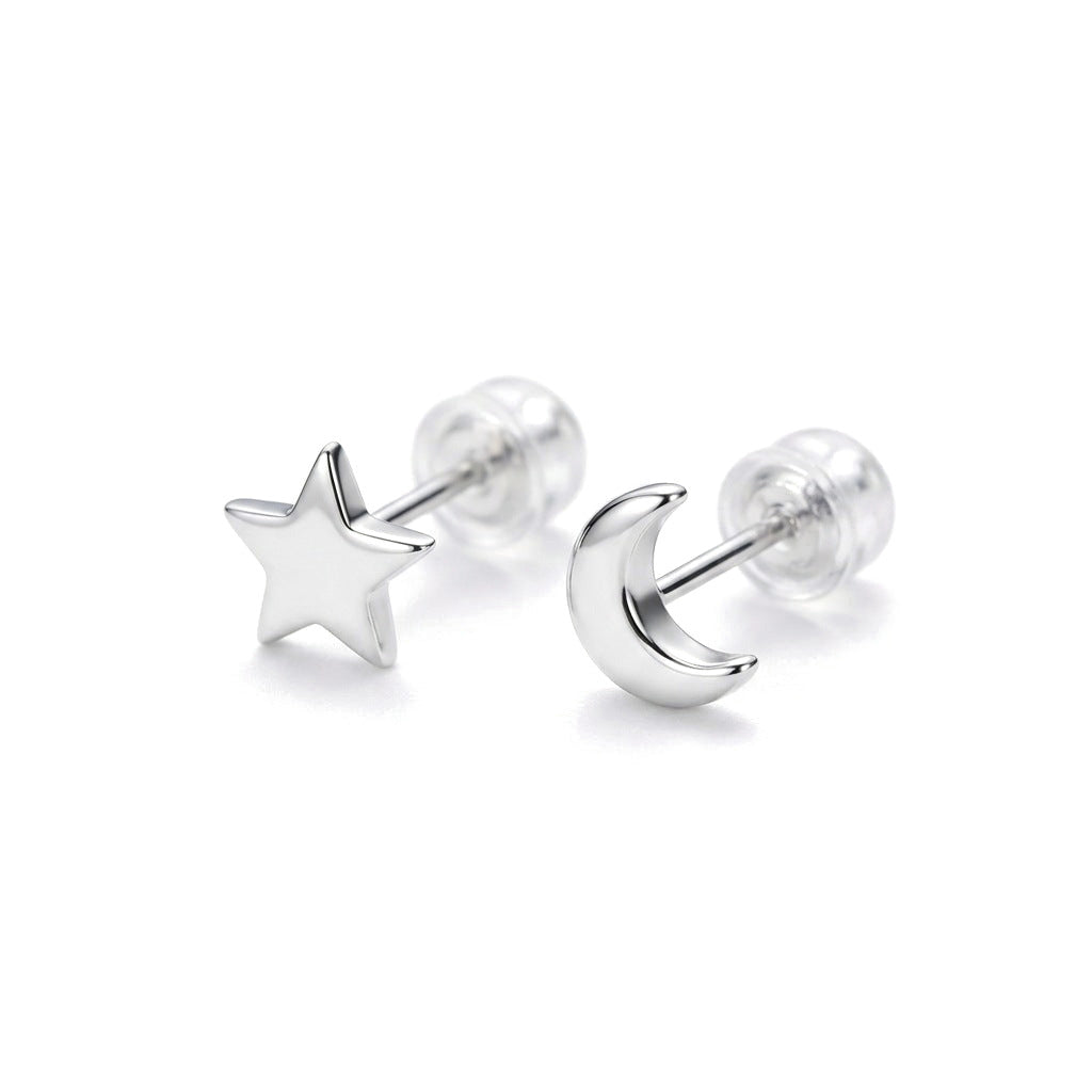 Aretes Mini Luna y Estrella Asimétricos