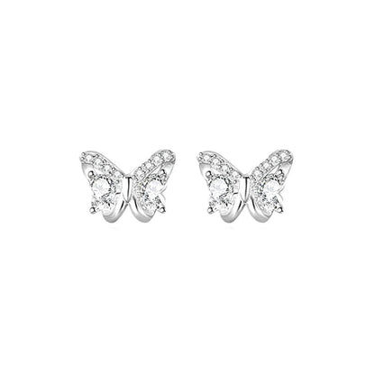 Aretes Moño con Corazón y Piedras Brillantes