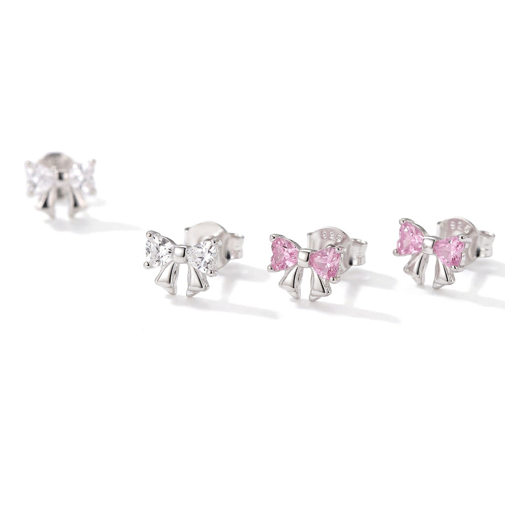 Aretes Moño con Zirconias Blancas o Rosas