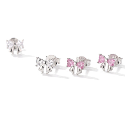 Aretes Moño con Zirconias Blancas o Rosas