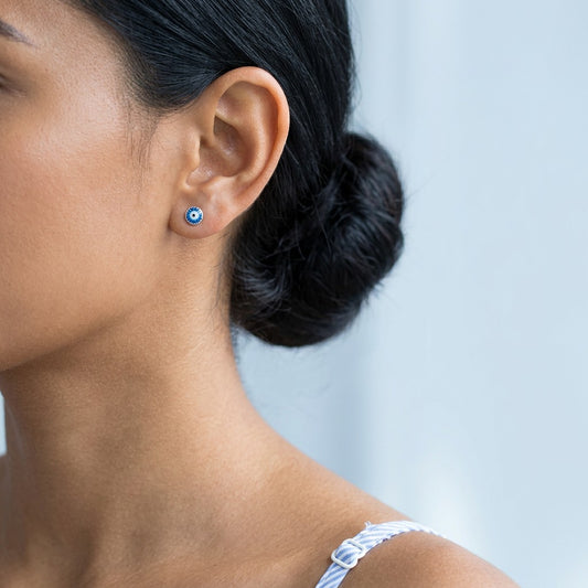 Aretes Ojo Azul con Zirconias