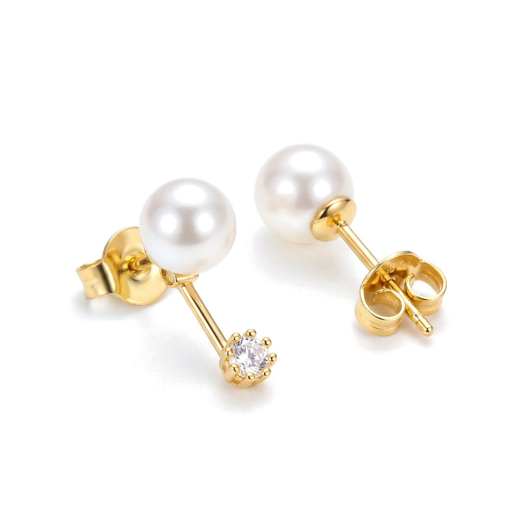 Aretes Perla con Zirconia