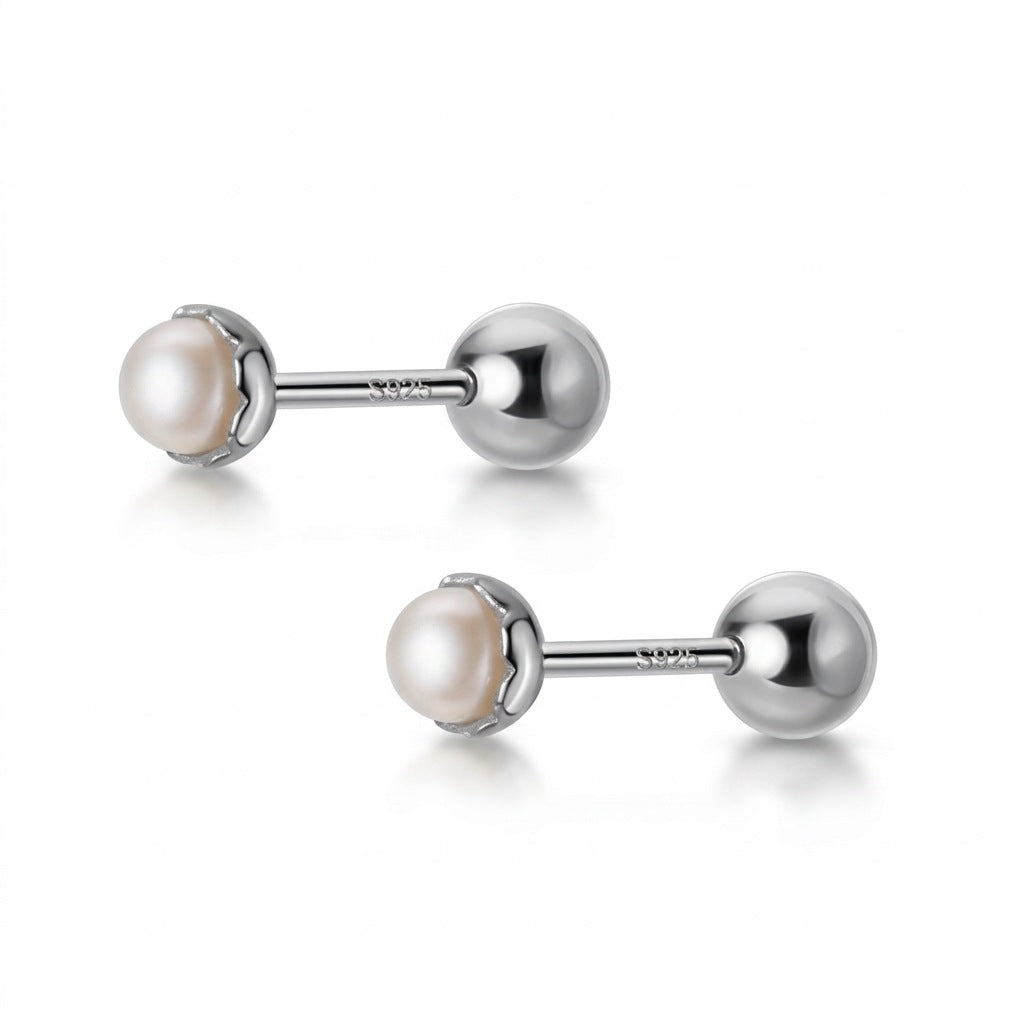 Aretes Perla de Agua Dulce con Rosca