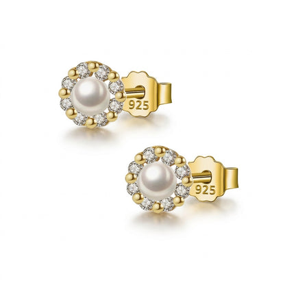 Aretes Perla de Agua Dulce con Zirconias