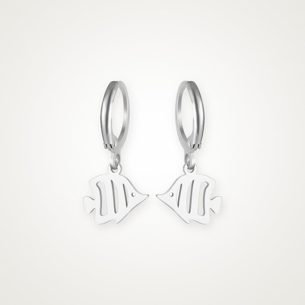 Aretes Pez tropical plateados