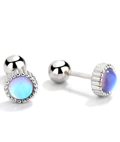 Aretes Piedra Luna Redonda