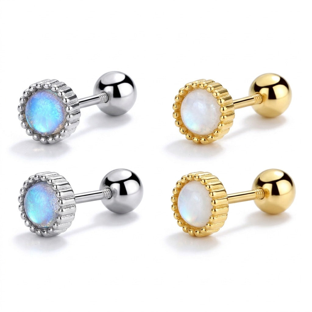 Aretes Piedra Luna Redonda