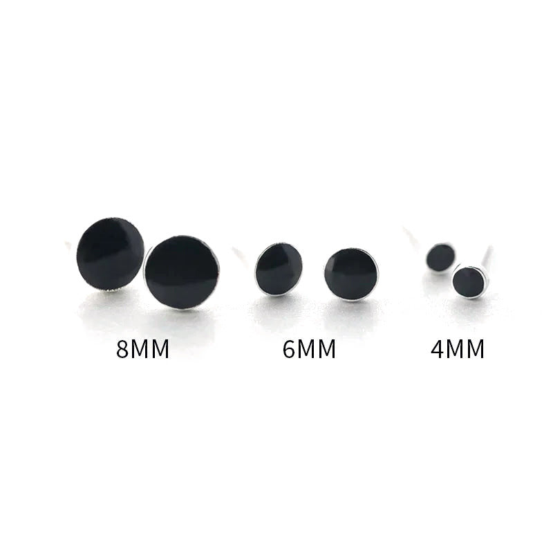 Aretes Redondos Negros de 4, 6 u 8 mm