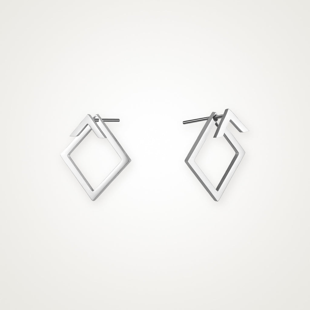 Aretes Rombo de alambre plateados