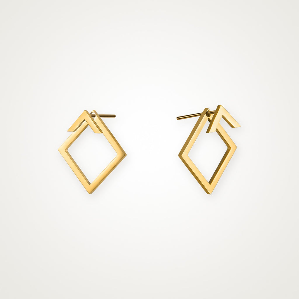 Aretes Rombo de alambre dorados