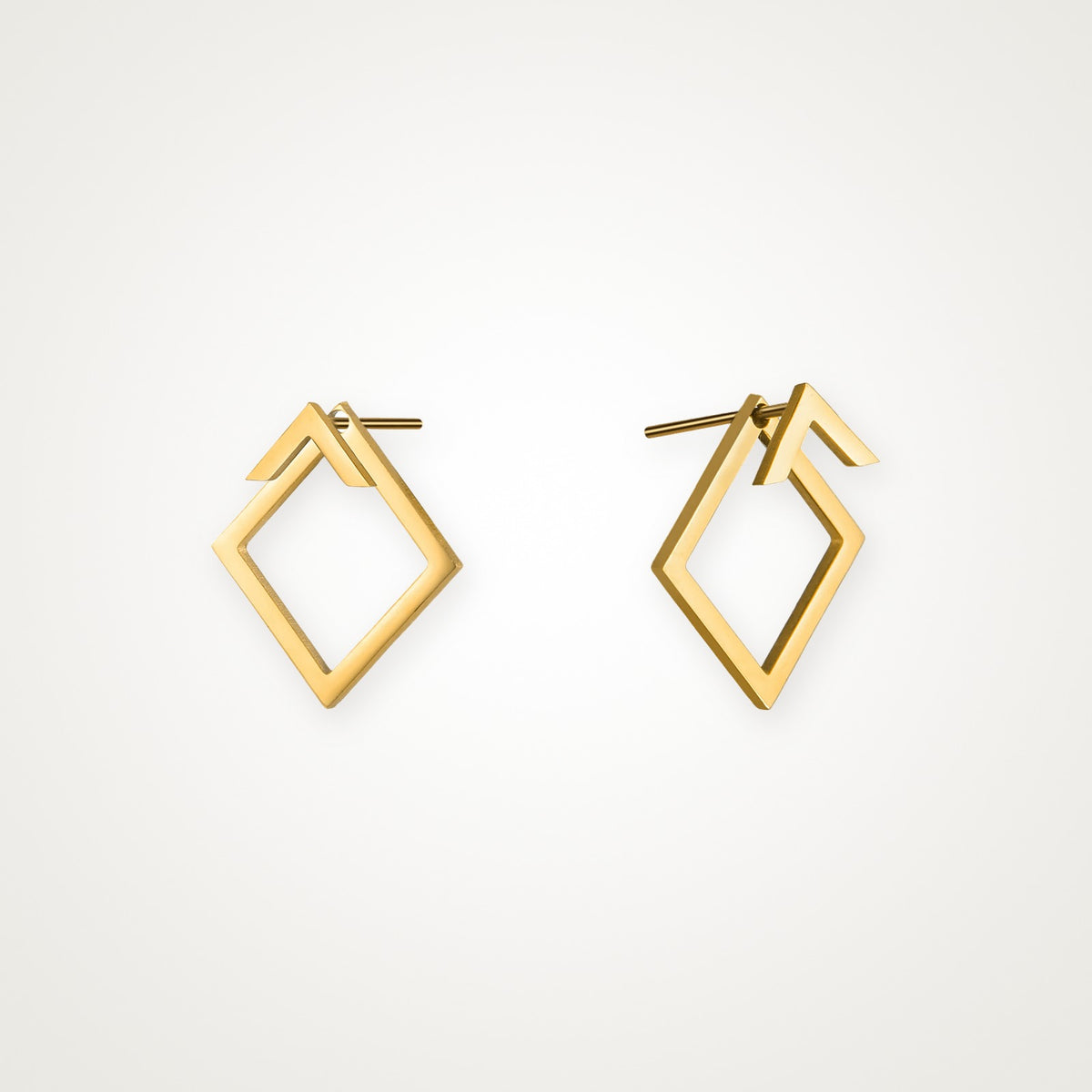 Aretes Rombo de alambre dorados