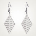 Aretes Rombo de líneas plateados