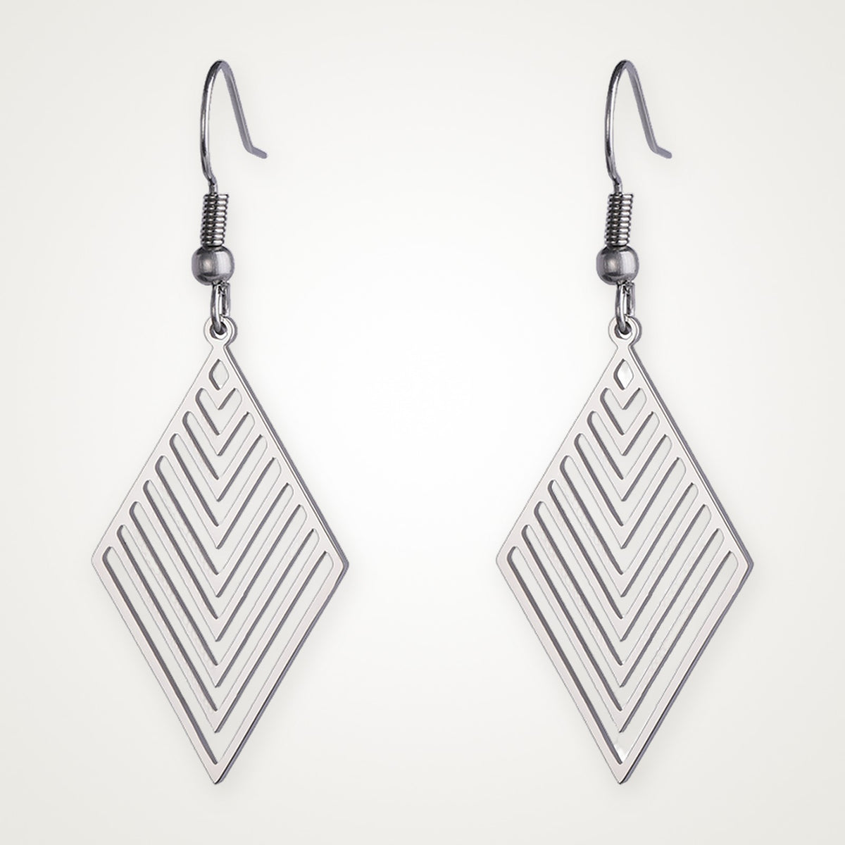 Aretes Rombo de líneas plateados