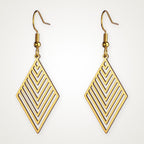 Aretes Rombo de líneas dorados