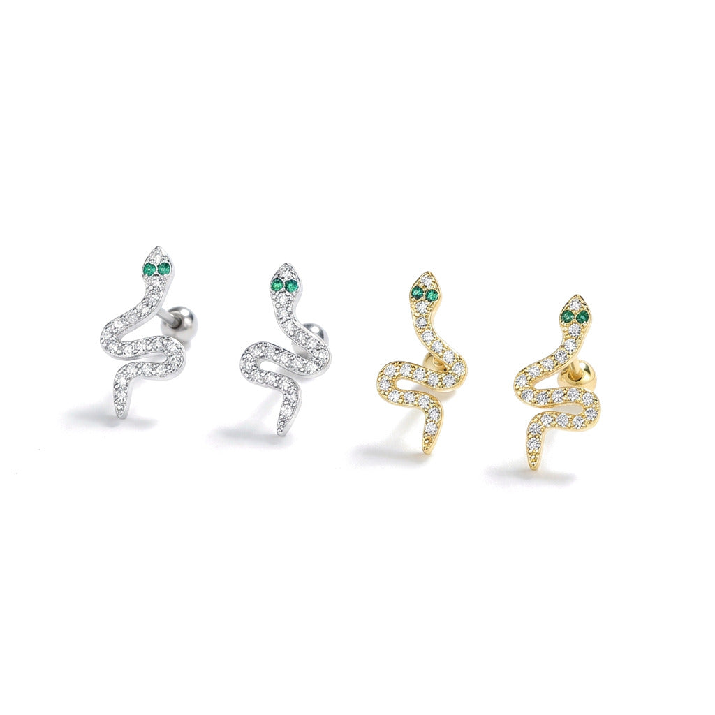 Aretes Serpiente en Espiral con Zirconias
