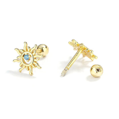 Aretes Sol con Zirconia Azul