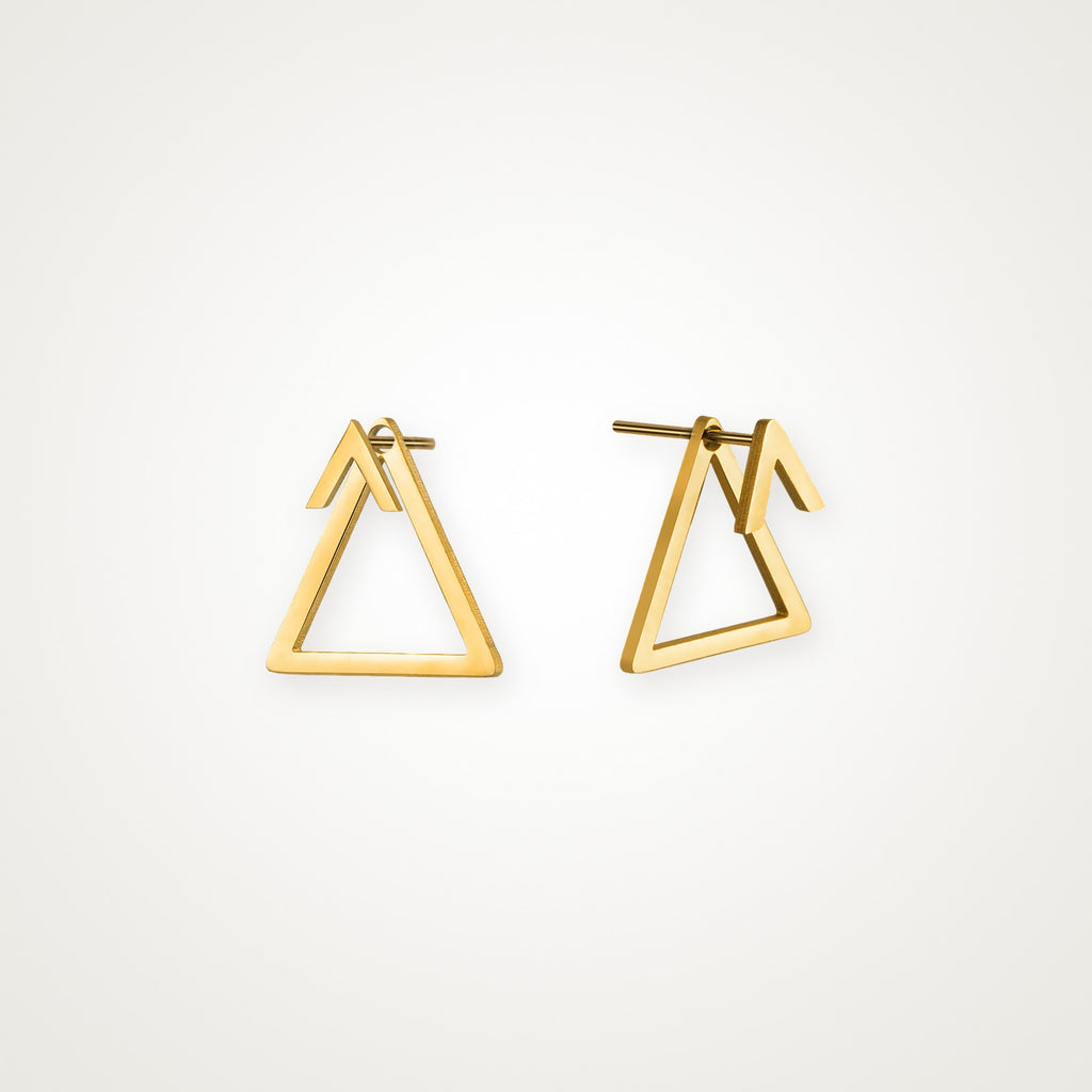 Aretes Triángulo de alambre dorados