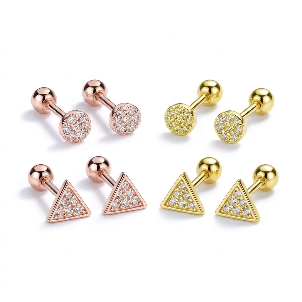 Aretes Triángulo o Círculo con Zirconia