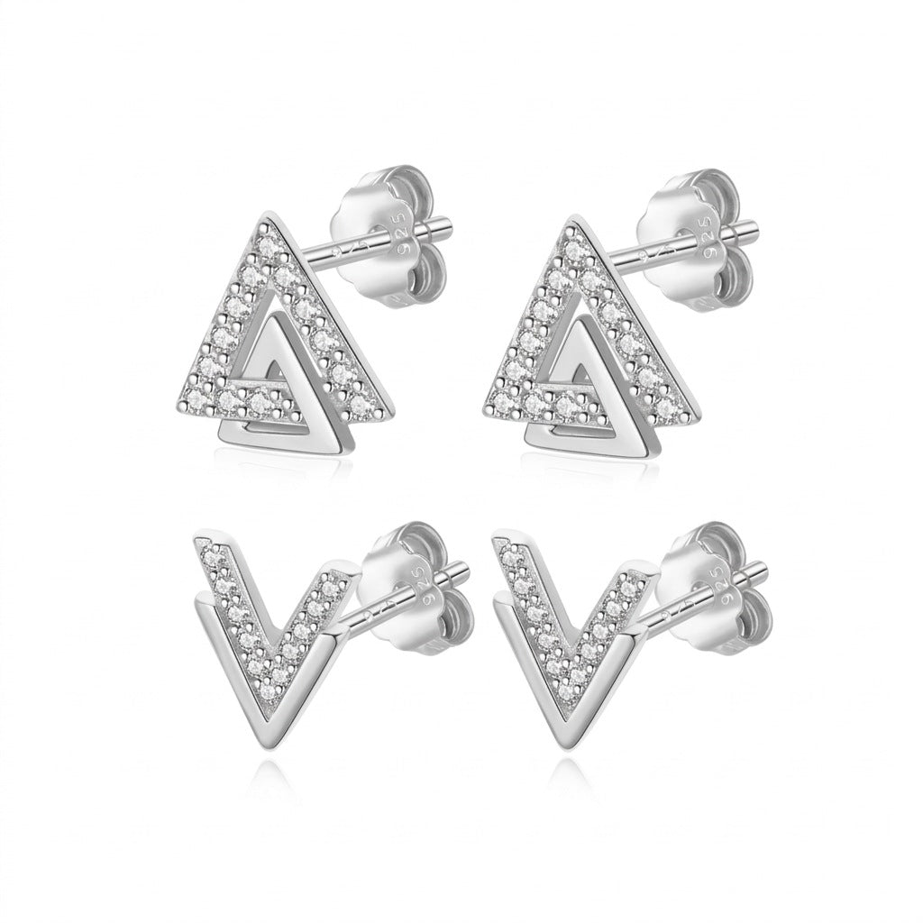 Aretes Triángulo o V con Zirconias