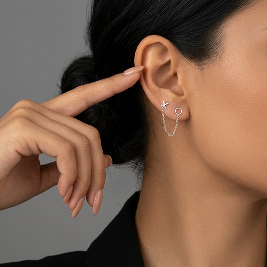 Aretes XO con Cadena