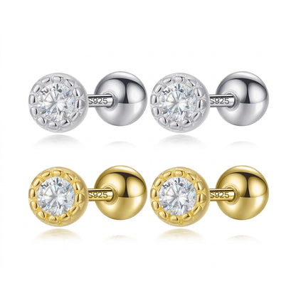 Aretes Zirconia Blanca con Rosca
