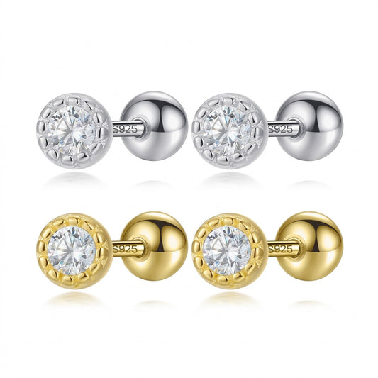 Aretes Zirconia Blanca con Rosca