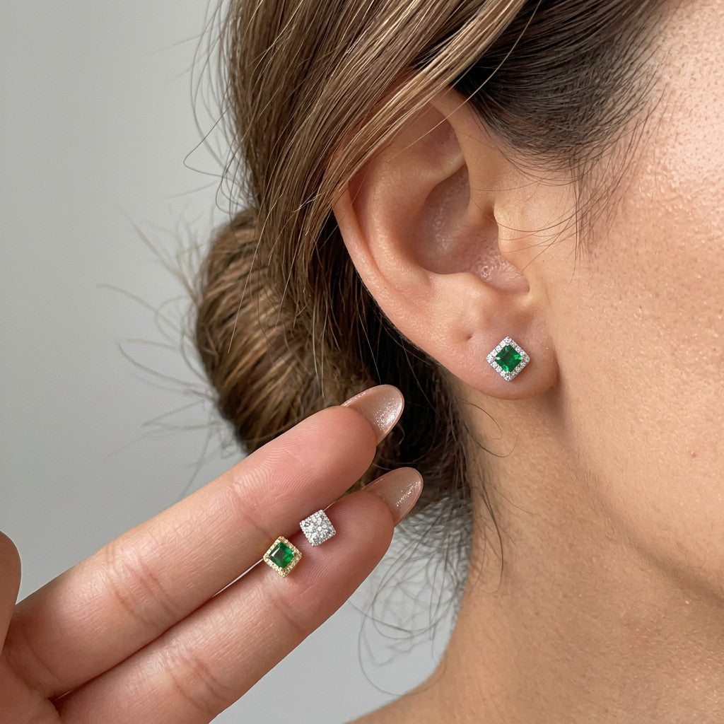 Aretes Zirconia Cuadrada
