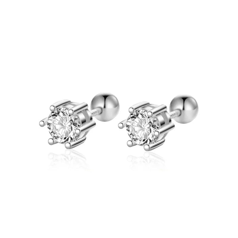 Aretes Zirconia de Seis Garras Dorados o Plateados