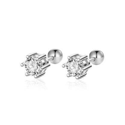 Aretes Zirconia de Seis Garras Dorados o Plateados
