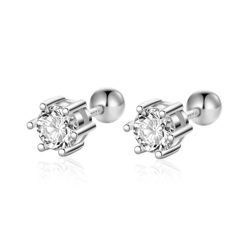 Aretes Zirconia de Seis Garras Dorados o Plateados