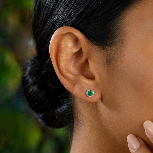 Aretes Zirconia Redonda de Color