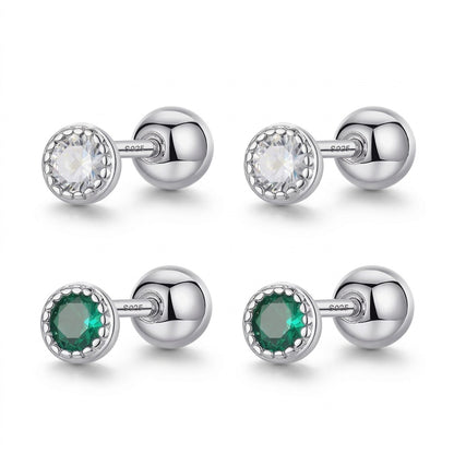 Aretes Zirconia Redonda de Color