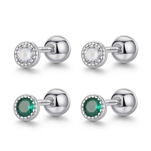 Aretes Zirconia Redonda de Color