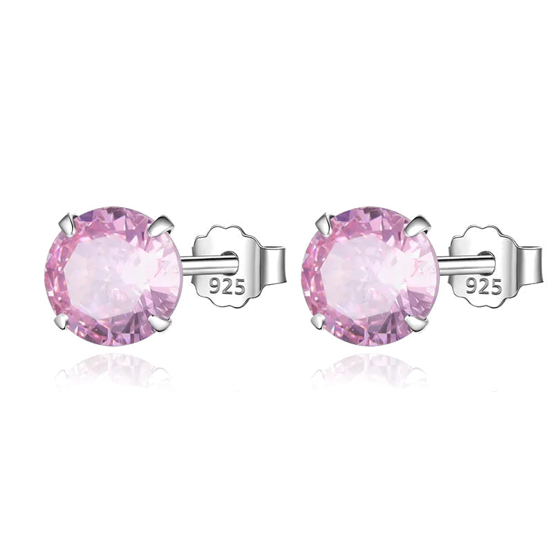 Aretes Zirconia Redonda de Colores