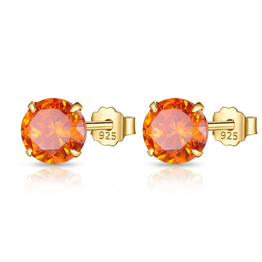 Aretes Zirconia Redonda de Colores