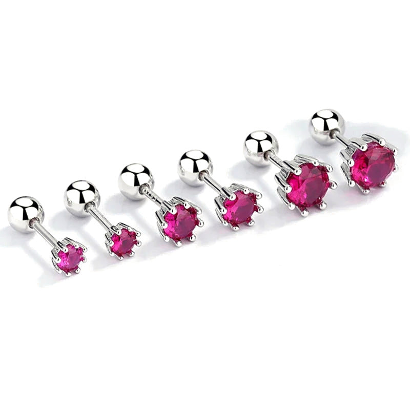 Aretes Zirconia Roja de Ocho Garras