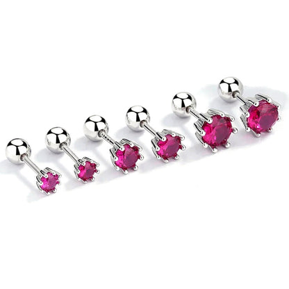 Aretes Zirconia Roja de Ocho Garras
