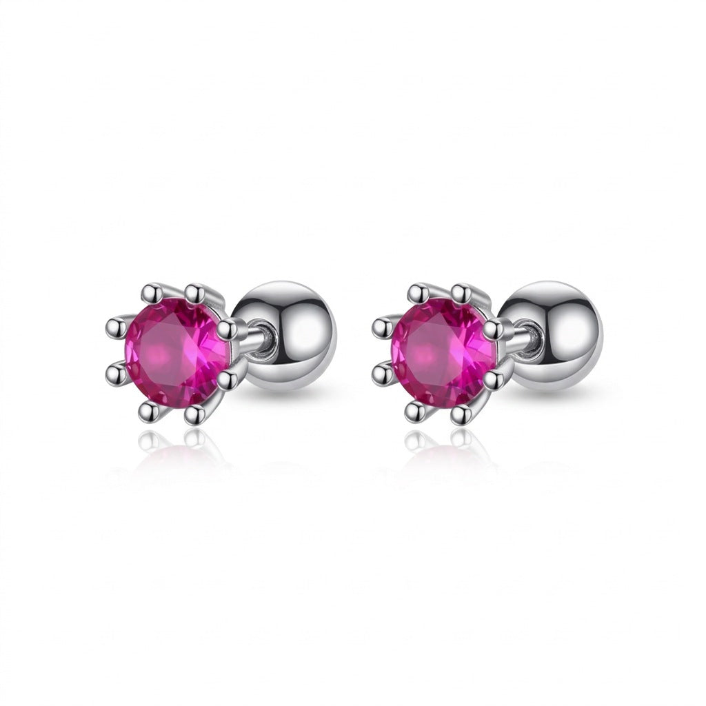 Aretes Zirconia Roja de Ocho Garras