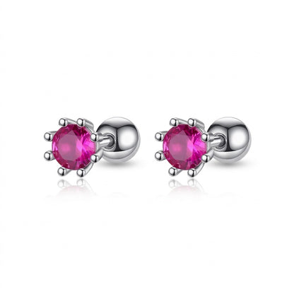 Aretes Zirconia Roja de Ocho Garras