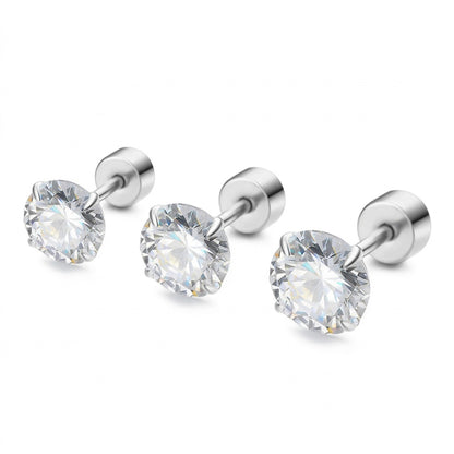 Aretes Zirconia Solitaria con Rosca