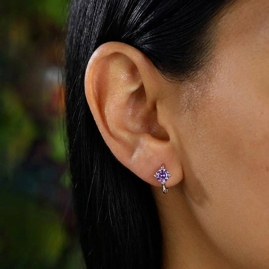 Arracadas Brillantes en Blanco, Fucsia o Morado