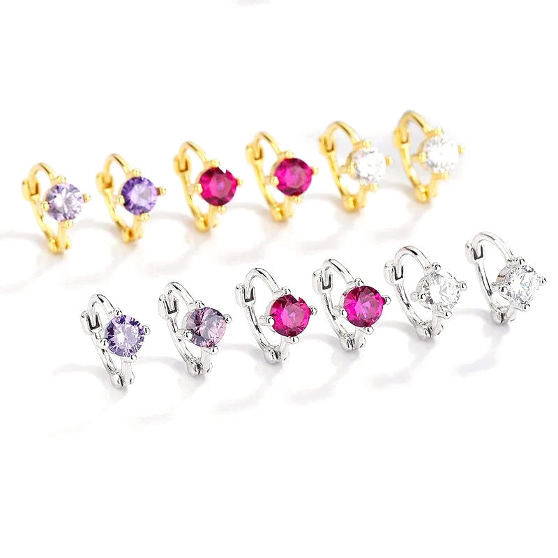 Arracadas Brillantes en Blanco, Fucsia o Morado
