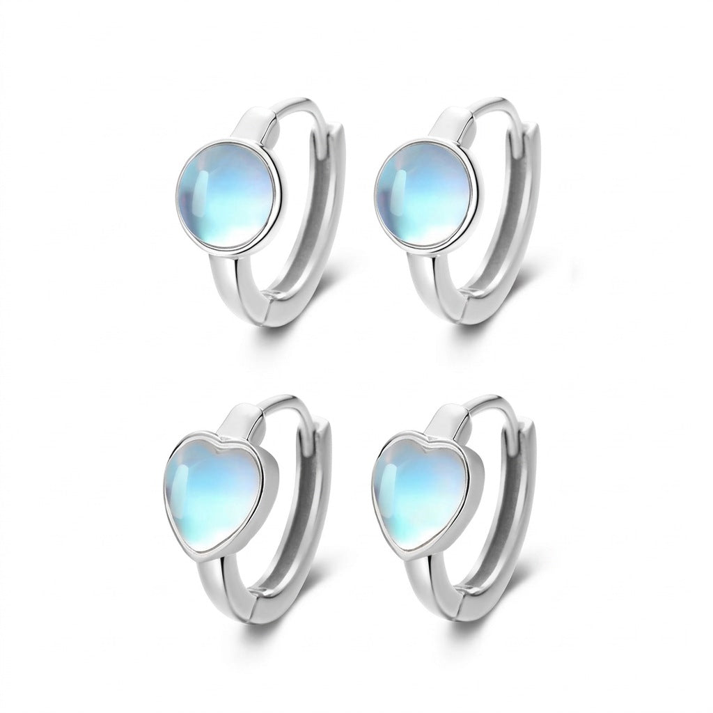 Arracadas con Piedra Luna Corazón o Círculo